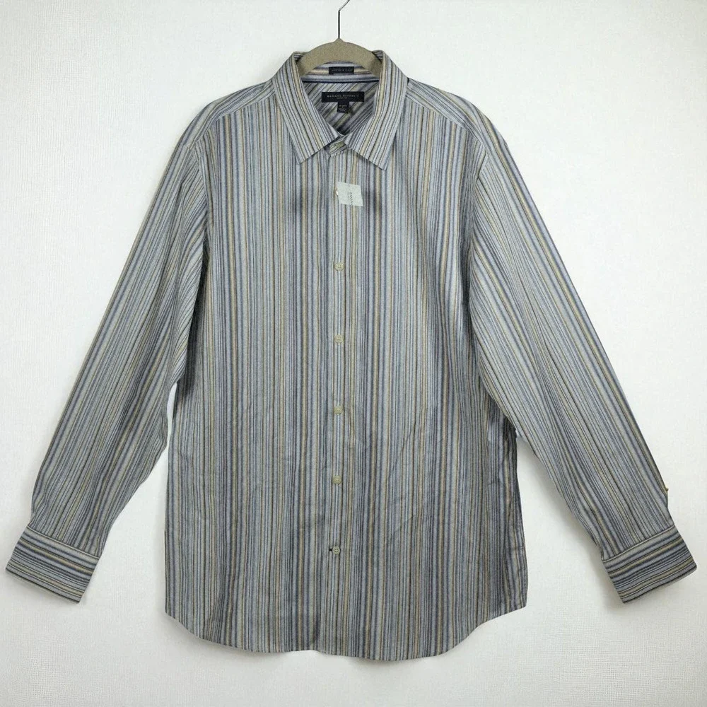 Banana Republic Slim Fit Striped Dress‎ Shirt Mens 16-16.5 L Woven in Italy NWT